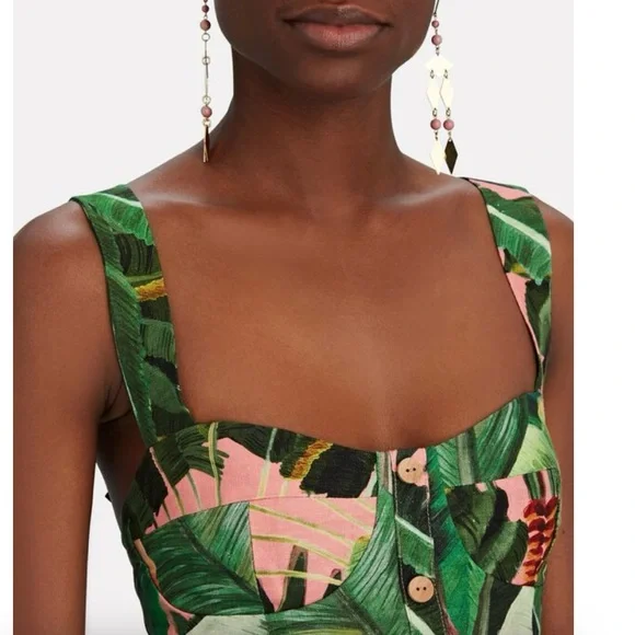 Farm Rio Amazonia palm pink green dress S 2 4 - Picture 2 of 9